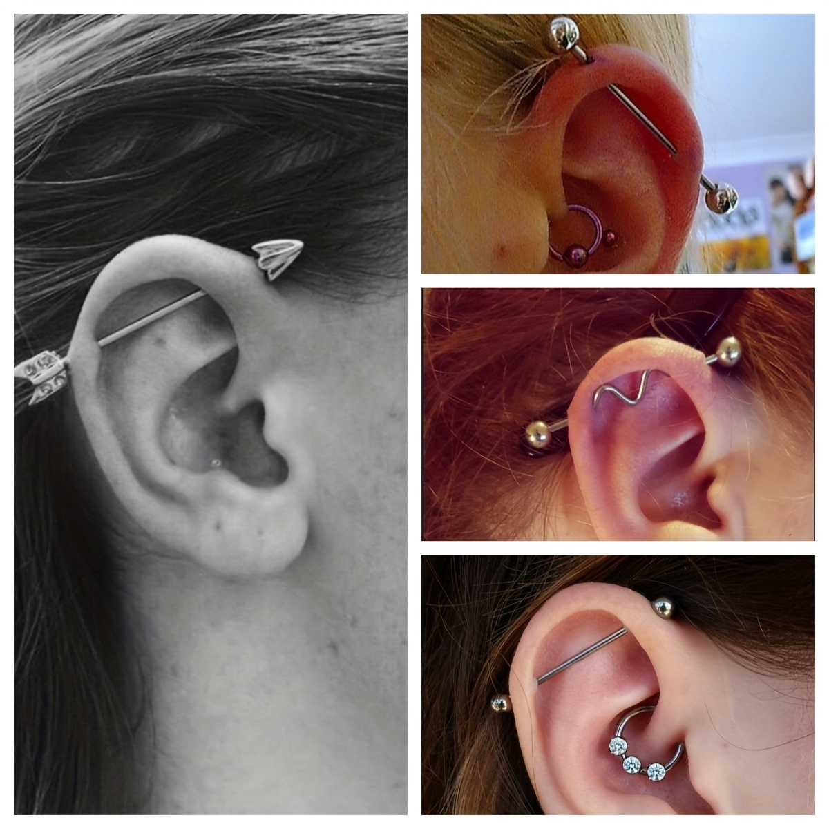 9pc Surgical Steel Industrial Barbell Earrings Set