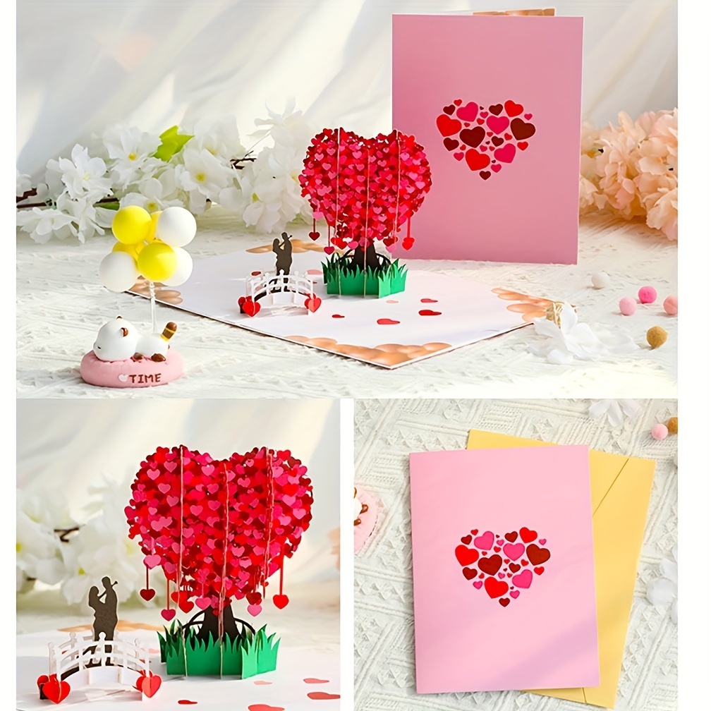 4x6 Note Cards Thinking of You Cards for Men Valentine's Day Greeting Card  3D Three Dimensionals Creative Handmade Blessing Card Romantices Stares