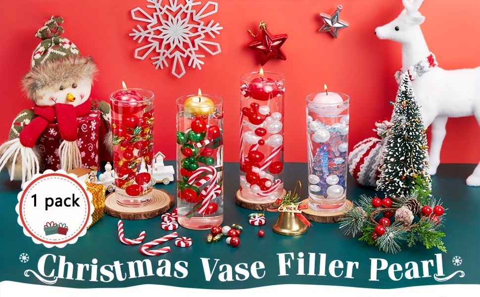 llxieym Christmas Winter Vase Filler Pearls Water Gel Beads Floating Pearls for Vase Filler Christmas Winter Home Decoration