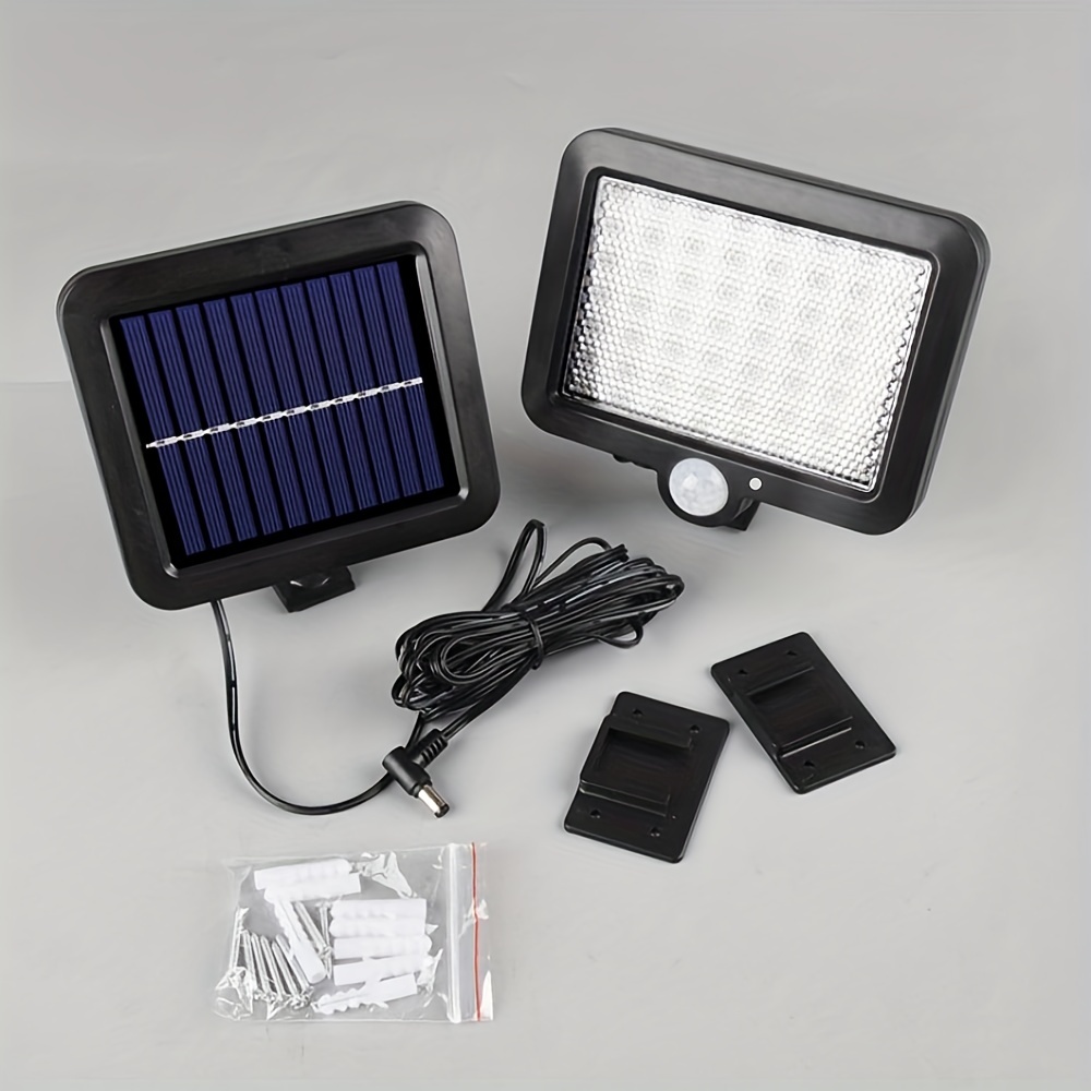 LD-05-M, Solarlampen für Außen, 124 LEDs Solarleuchten 120° Superhelle  Solar Wandleuchte mit Bewegungsmelder und Dämmerungssensor, IP65  Wasserdichte Garten Sicherheitswandleuchte mit Fernbedienung