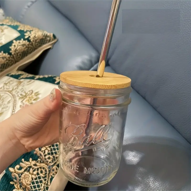Leak-proof Bamboo Jar Lids With Straw Hole - Reusable Canning Lids