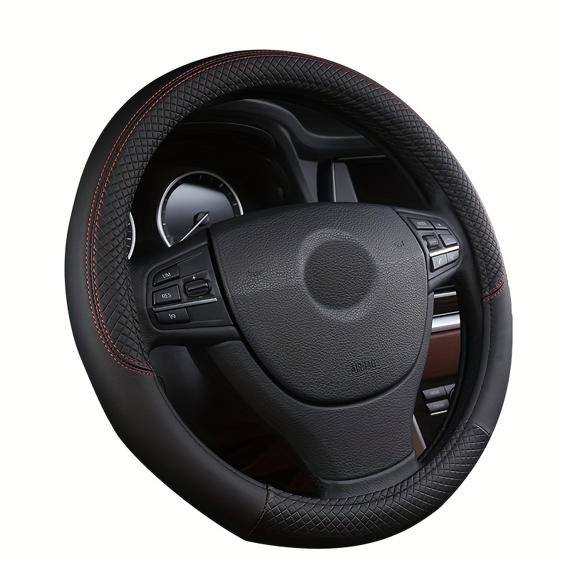 Leather Steering Wheel Cover, Anti-Slip Breathable Car Steering Wheel  Covers, Universal 15 inch Car Interior Accessories for Men Women Black  (Black