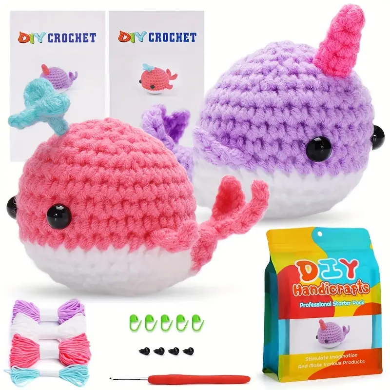 Colorful Whale Crochet Kit Beginner Animal Crochet Kit Cute - Temu