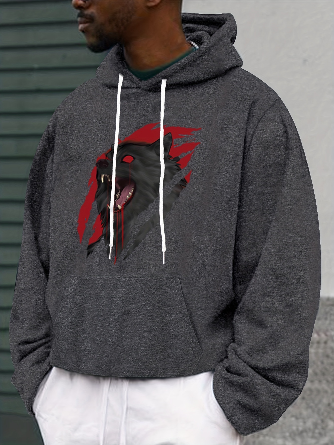 halloween wolf print hoodie