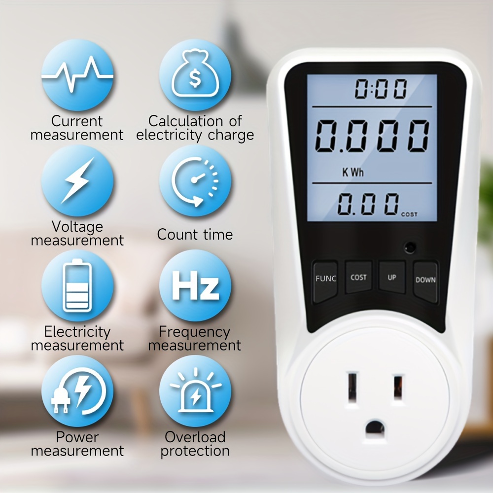 Prise Compteur d'Énergie, Consommation d'Énergie Mètre Wattmètre avec 7  Mode, Prise Consommation Electrique pour