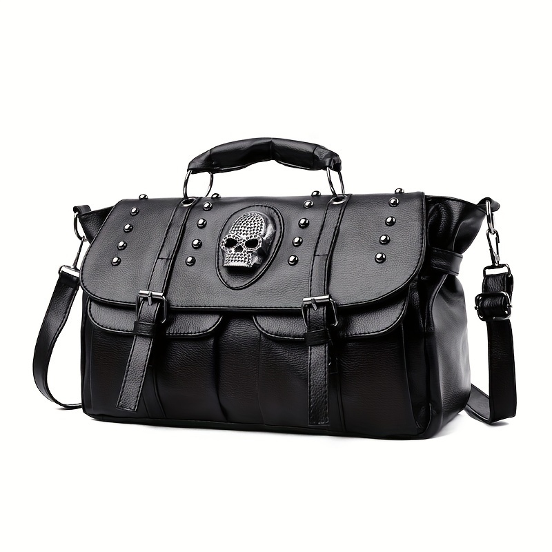 Niche Skull Pattern Messenger Bag, Flap Shoulder Bag For Halloween, Trendy Gothic  Bag - Temu