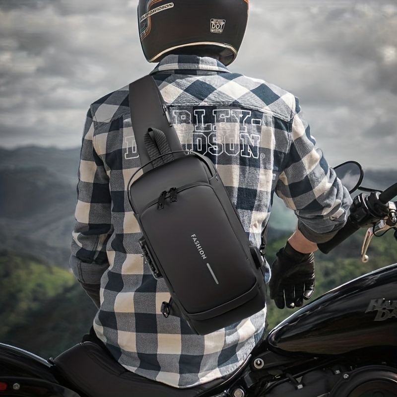 Mochila bandolera para hombre, bolso cruzado para hombro y pecho, bolso de  viaje antirrobo para motociclista, impermeable, Oxford, bolsos de mensajero  para hombre