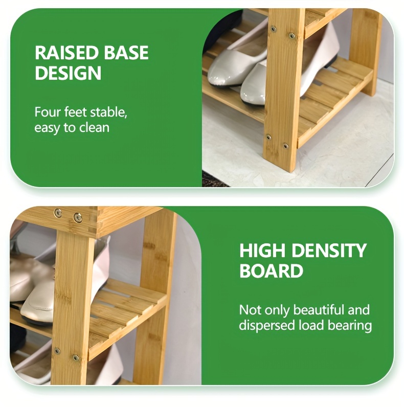 Shoe Storage Bench Storage Rack Entrance Bench Bamboo - Temu