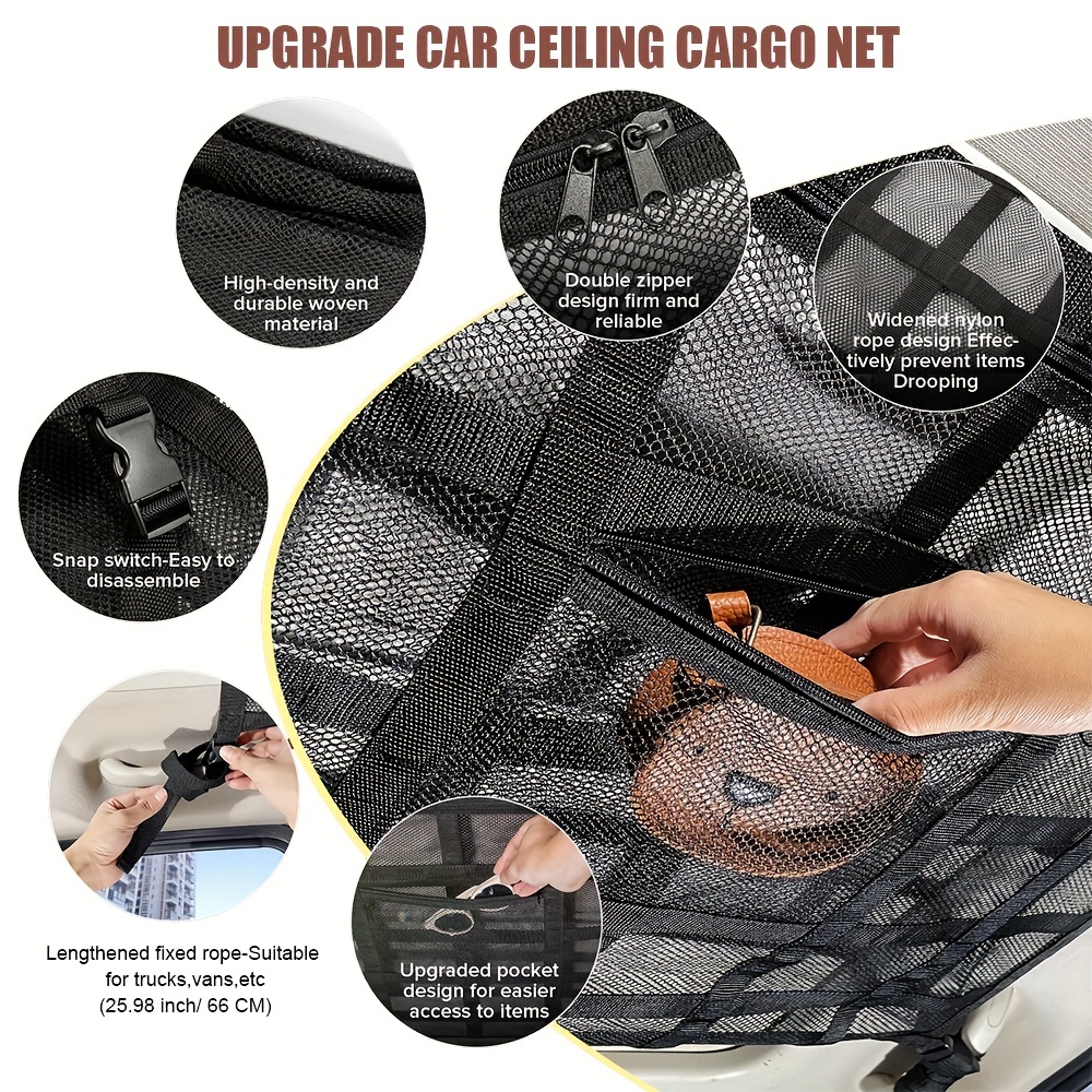Car Ceiling Cargo Net Pocket Strengthen Load bearing Droop - Temu