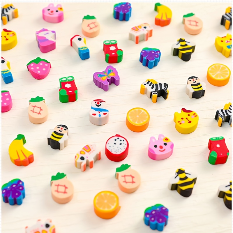 Cute Animal Fruit Mini Erasers Perfect School Supplies - Temu