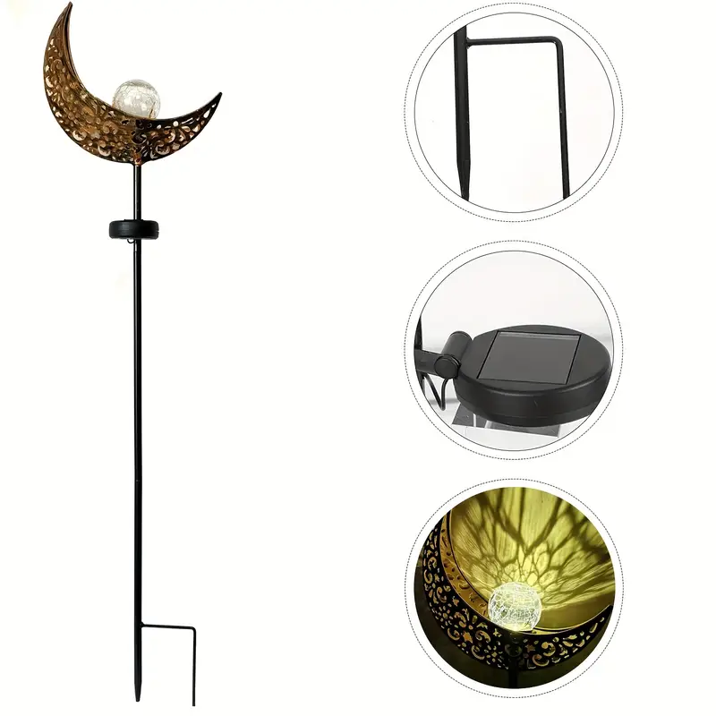 1pc solar garden light outdoor waterproof led moon ground plug in light with spike for balcony pathway lawn yard landscape lighting details 6