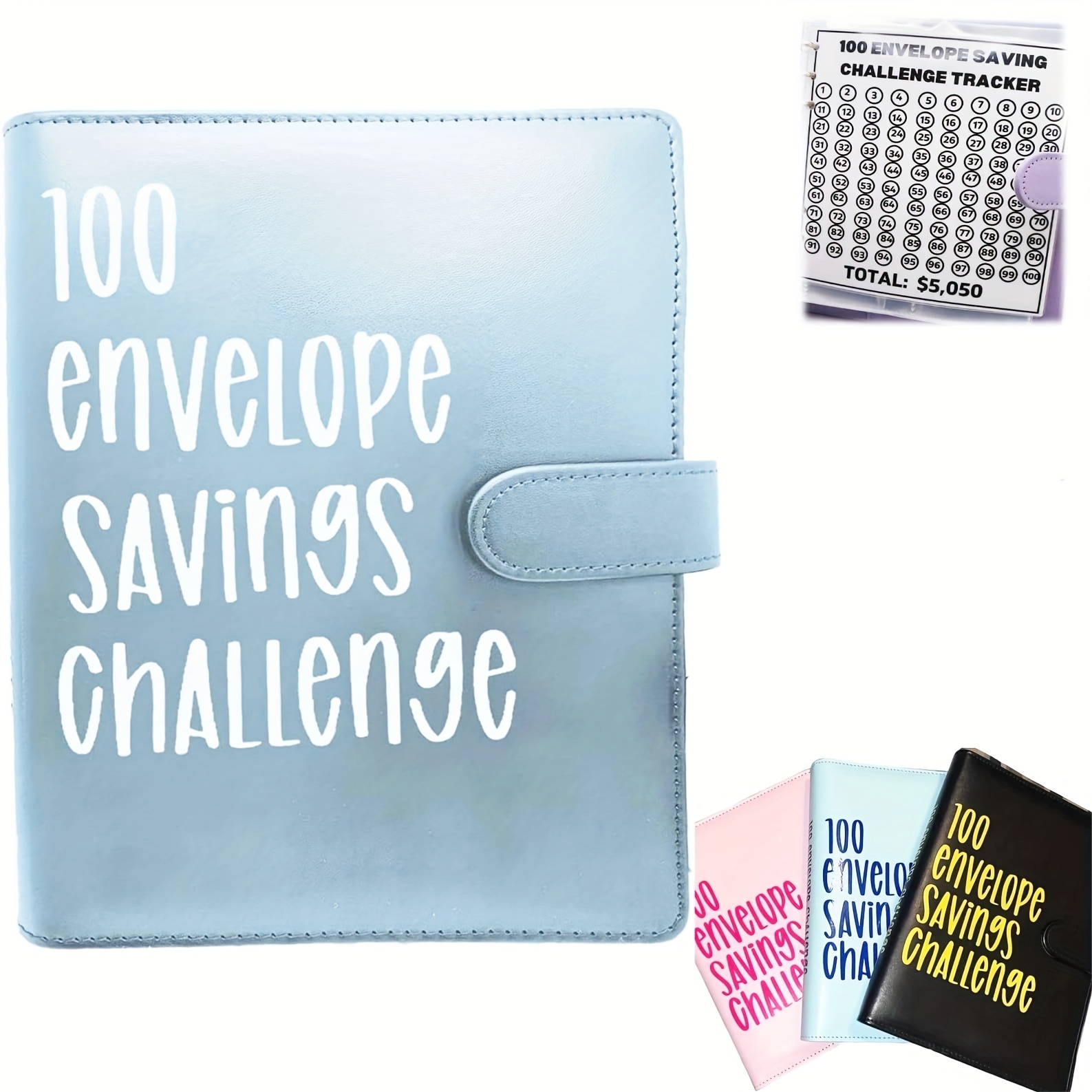 Carpeta de desafío para ahorrar dinero, 100 sobres, carpeta de ahorro de  dinero con bolsas, libro de ahorros con sobres de efectivo, sobres de  ahorro