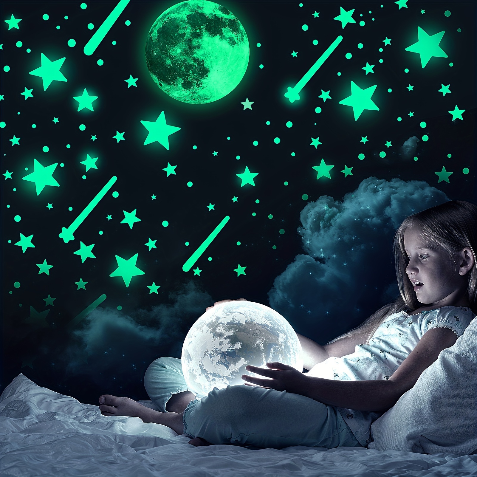 Realistic Glow in The Dark Stars and Moon, 500pcs Glow Stars and Shooting  Star, Adhesive Glow Stars for Kids Bedroom,Luminous Stars Stickers Create a  Realistic Starry Sky,Room Decor,Wall Stickers
