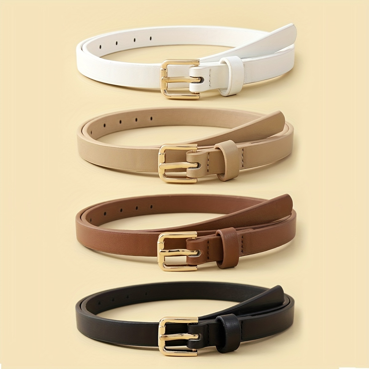 Square Pin Buckle Belt Set PU Vintage Jeans Pants Belt Women