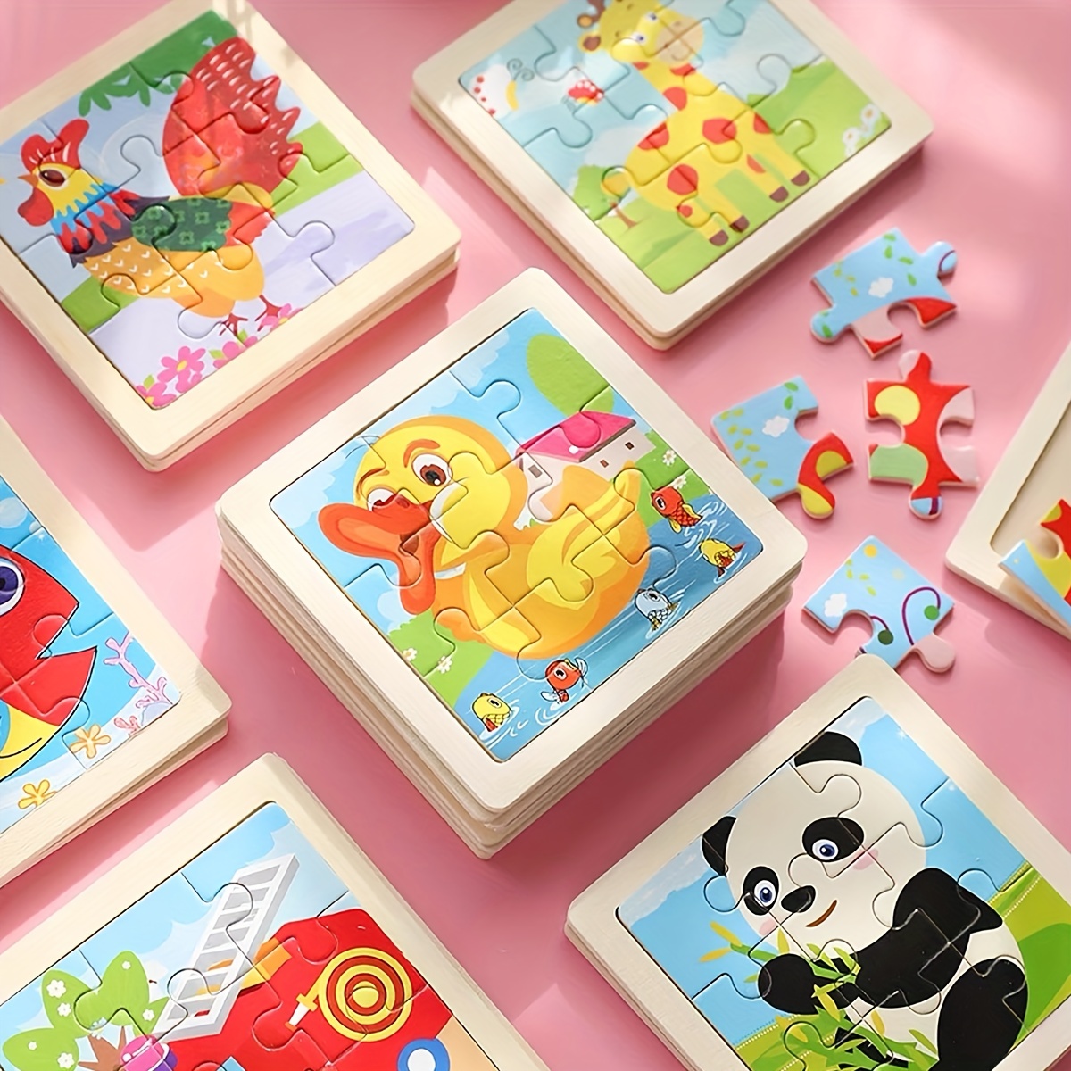 Puzzle in legno per bambini, giocattoli per lo sviluppo precoce per bambini  di 1-5 anni, ogni puzzle contiene 4-5 pezzi: coccinella, auto, ape,  escavatore, farfalla, tartaruga, orsacchiotto - Temu Italy