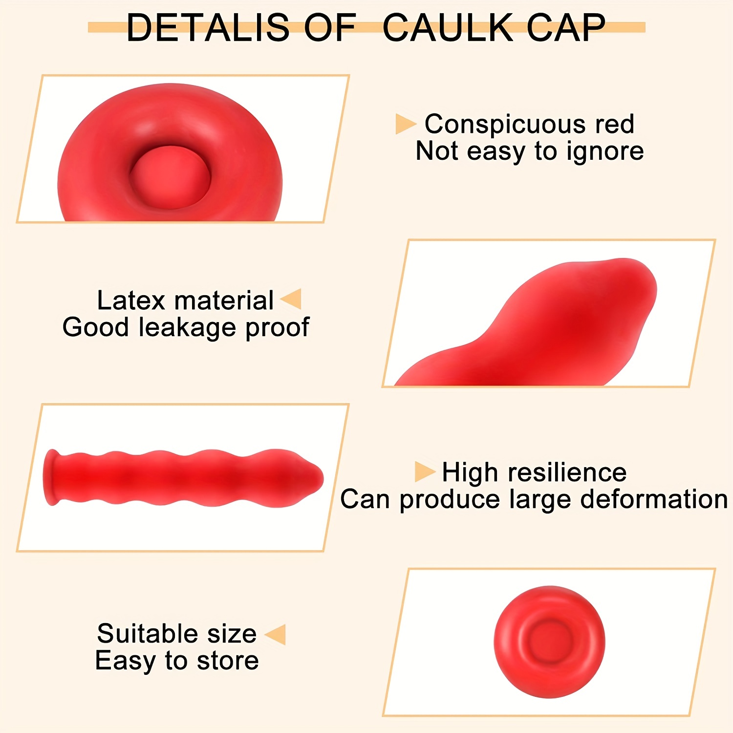 Caulk Cap Caulk Saver Cap Caulk Finishing Tool Caulk Saver Caps Caulking  Tube Covers Tube Caps for Sealing and Preserving, Red (50 Pieces)