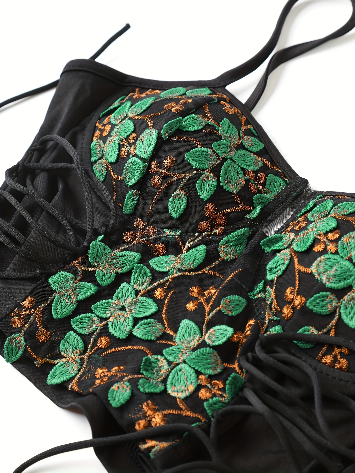 Tank Top for Women Women's Fashion Floral Embroidery Corset Tops Thin  Straps Transparent Mesh Gathering Corset Black L 