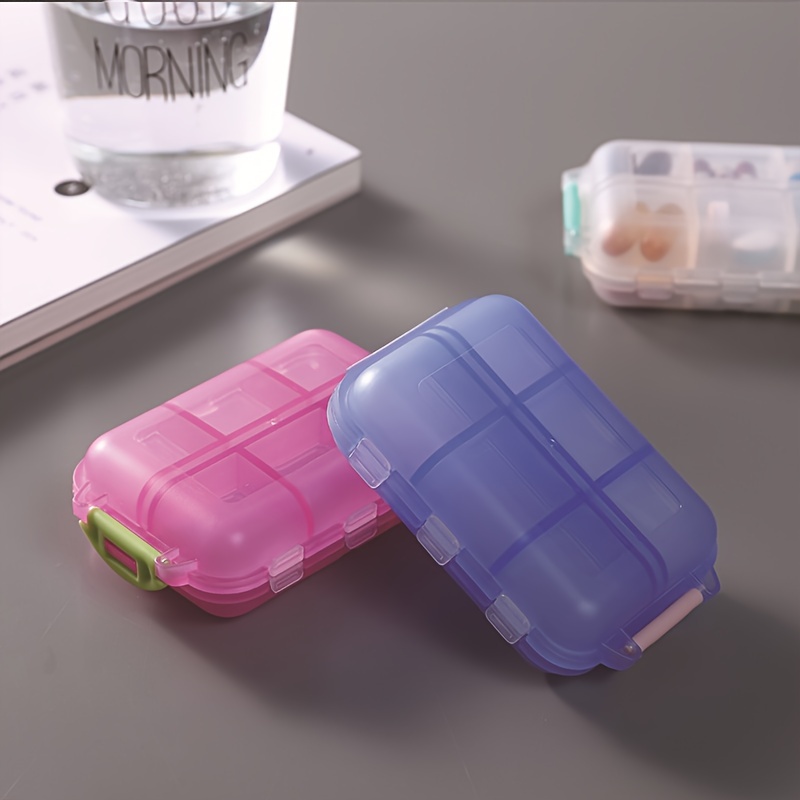 Paquete de 4 pequeños organizadores de píldoras de viaje para bolso,  bolsillo, bolsa, caja de 10 compartimentos, práctico recipiente para