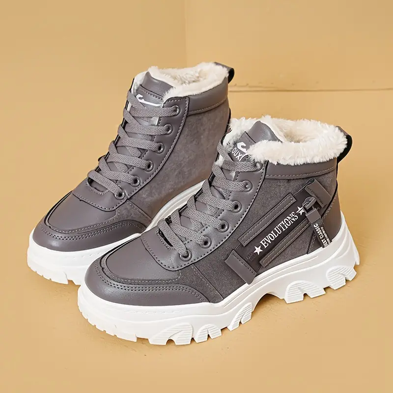 High Top Winter Plush Inner Thermal Athletic Sneakers Lace - Temu Canada
