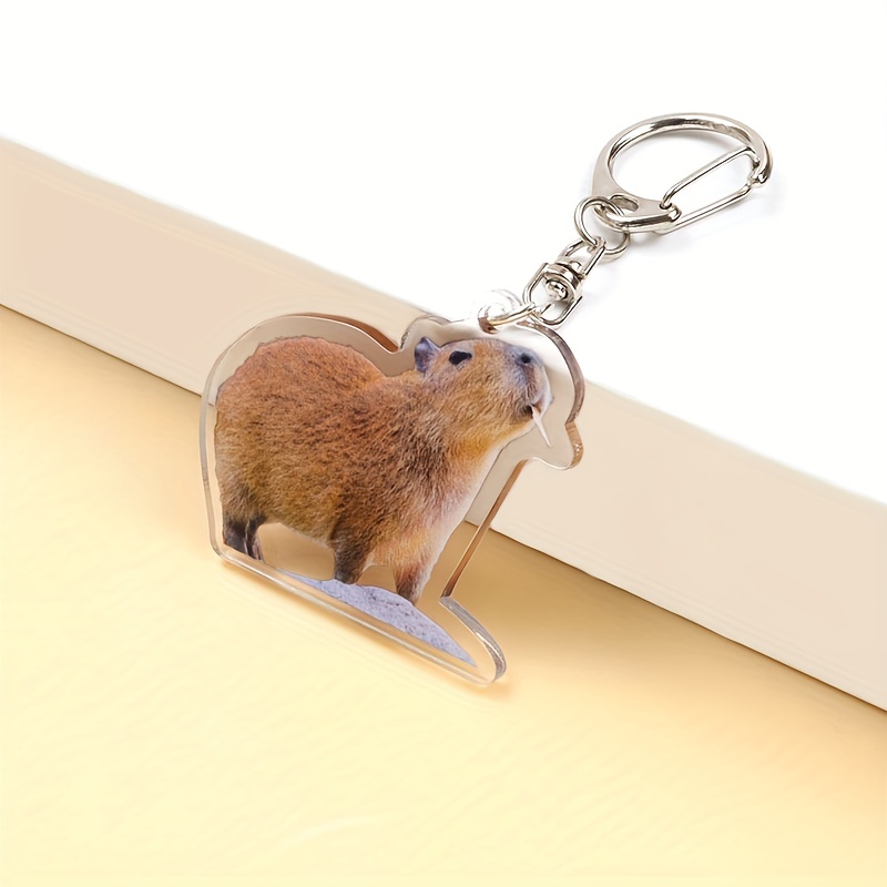 OKEYCH Capybara Lover Gift Respect The Capybara Keychain Capybara Fan  Jewelry Rodent Animal Lover Gift
