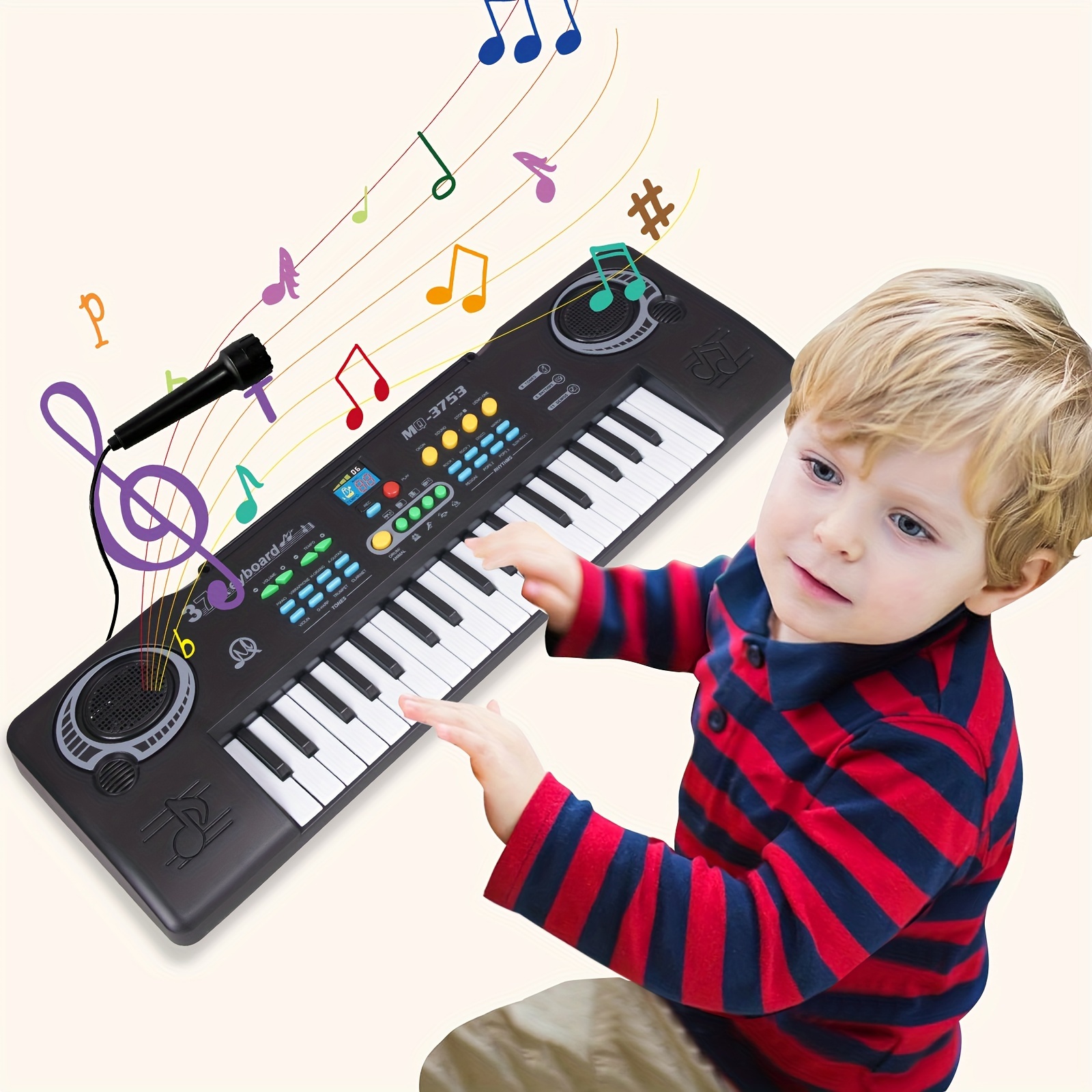 Piano infantil de 61 teclas com microfone, órgão eletrônico