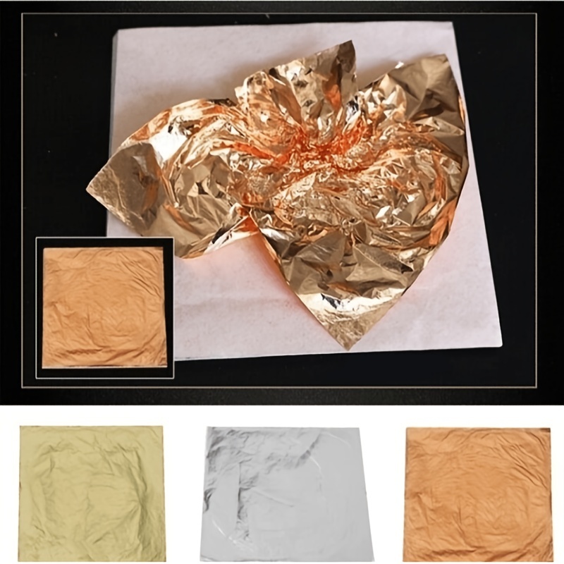 100pcs Art Craft Paper Sheets Practical Pure Shiny Gold Silver Rose Gold  Leaf for Gilding DIY Craft Cake Dessert Decorations - AliExpress