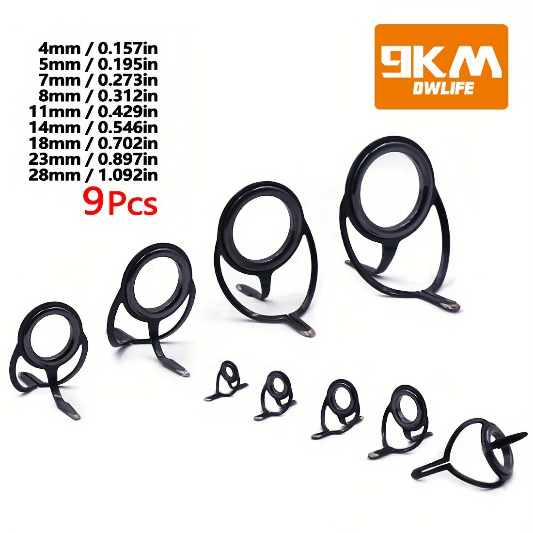 KL KT Guide Set 9pcs Rainbow Frame Blue Ring Fishing Rod Building Component  Repair DIY Accessory