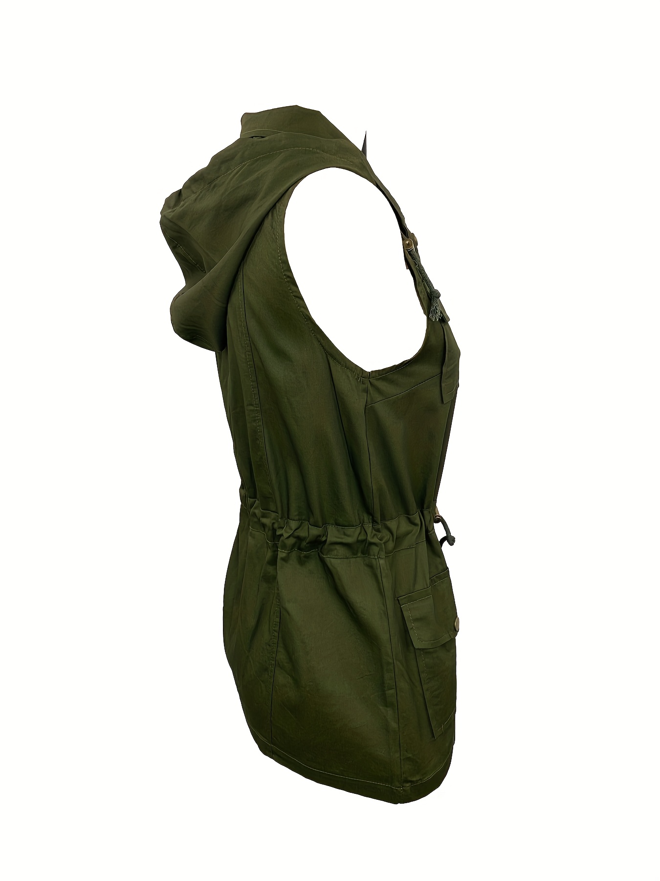 Women's Sleeveless Military Hooded Anorak Jacket Vest