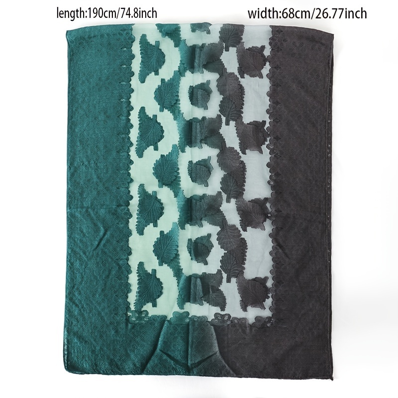Gradient Scarf Leaf Pattern Versatile Shawl Beach Towel