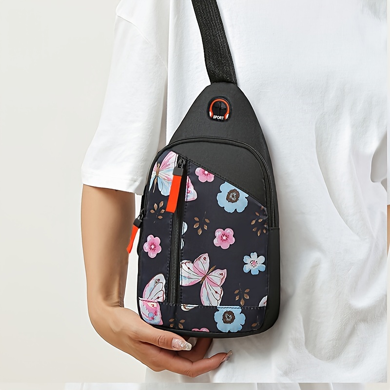 Floral Print Canvas Crossbody Bag image 13