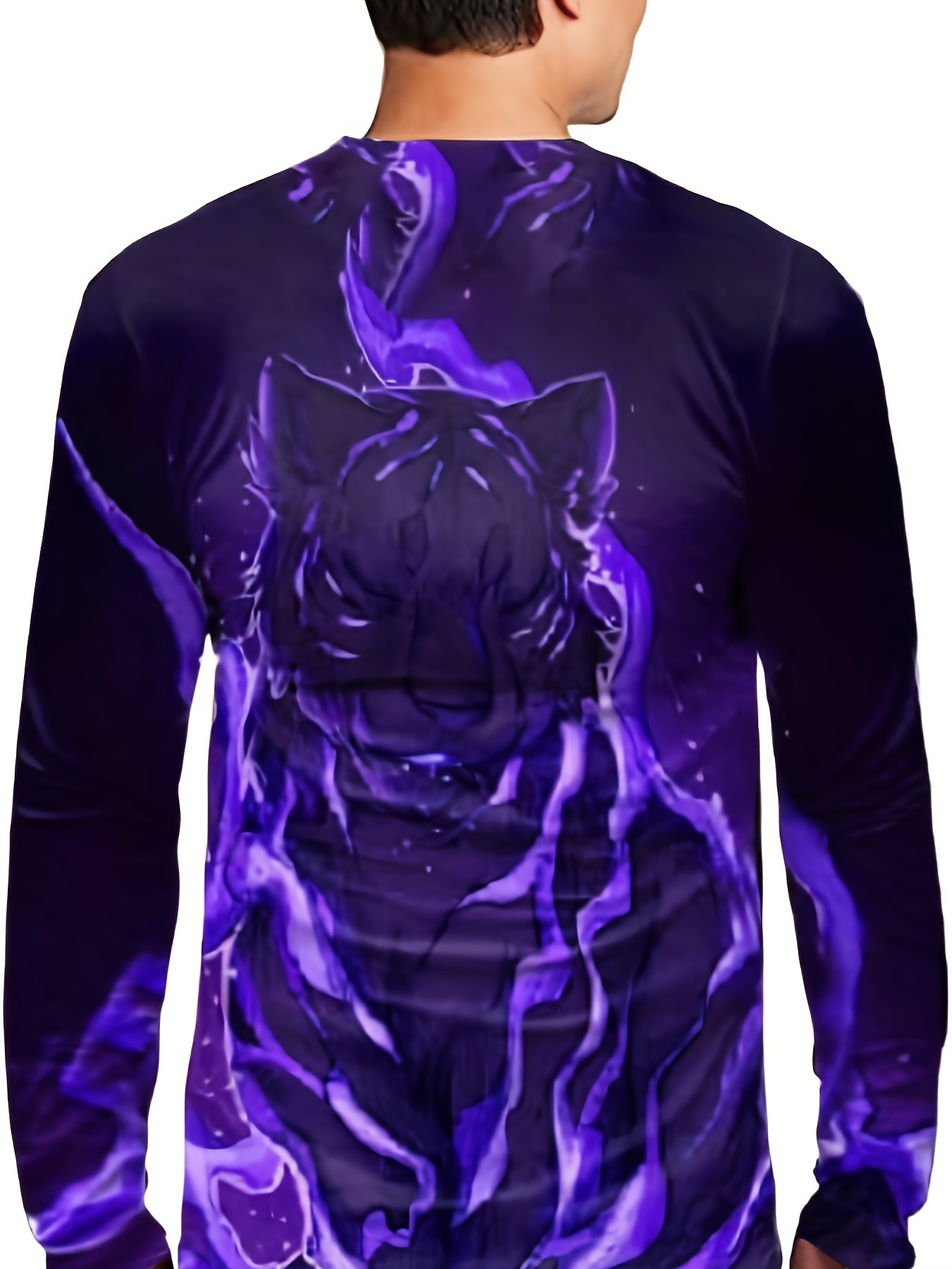 3d Tiger Pattern Print Mens Graphic Design Crew Neck Long Sleeve