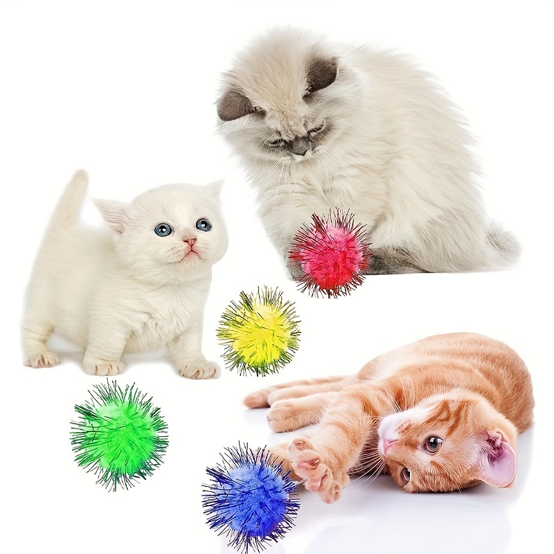 Glitter Sparkle Pom Poms, Cat Sparkle Balls Toys