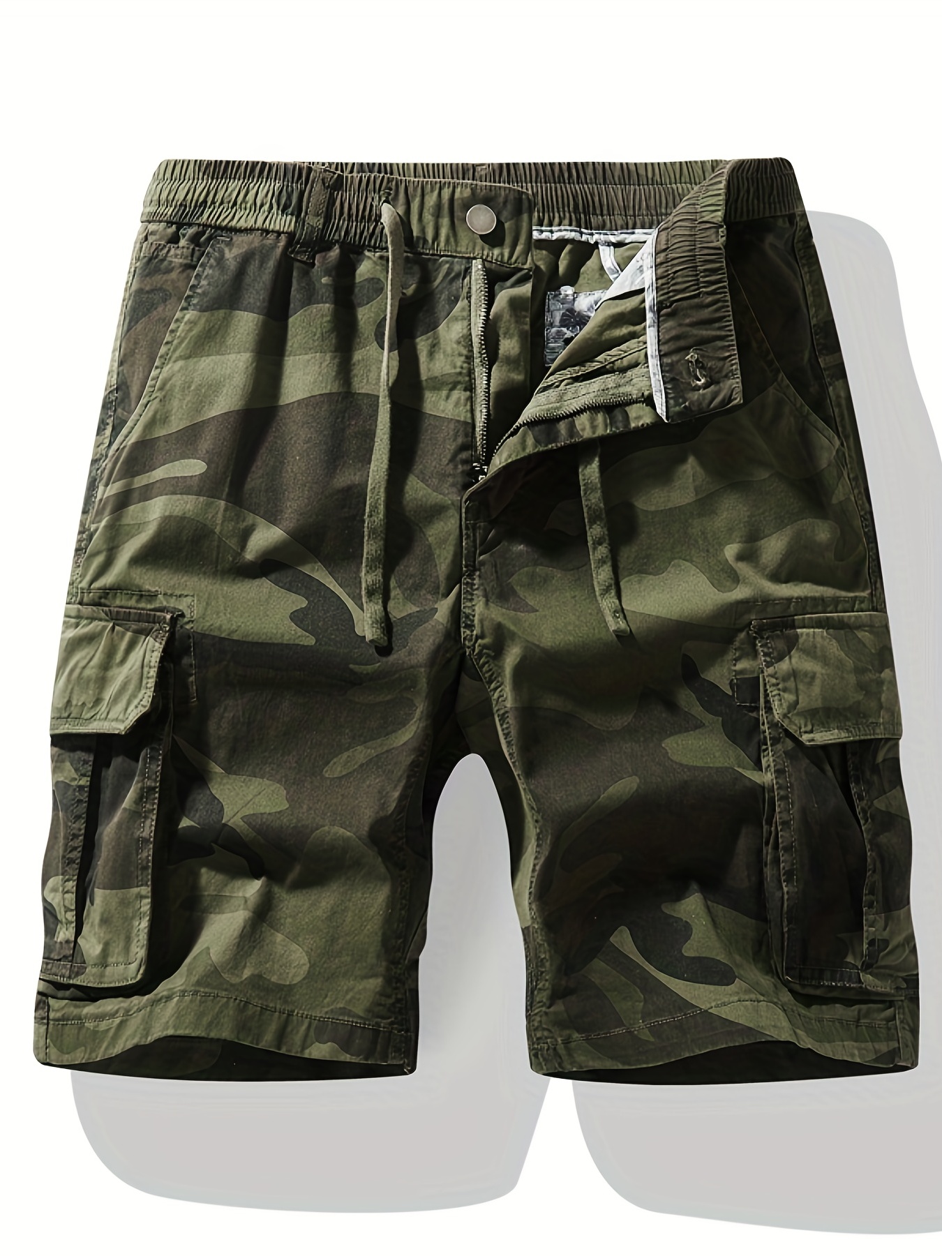 Camo Style Multi Pocket Drawstring Cargo Shorts Men's Casual - Temu