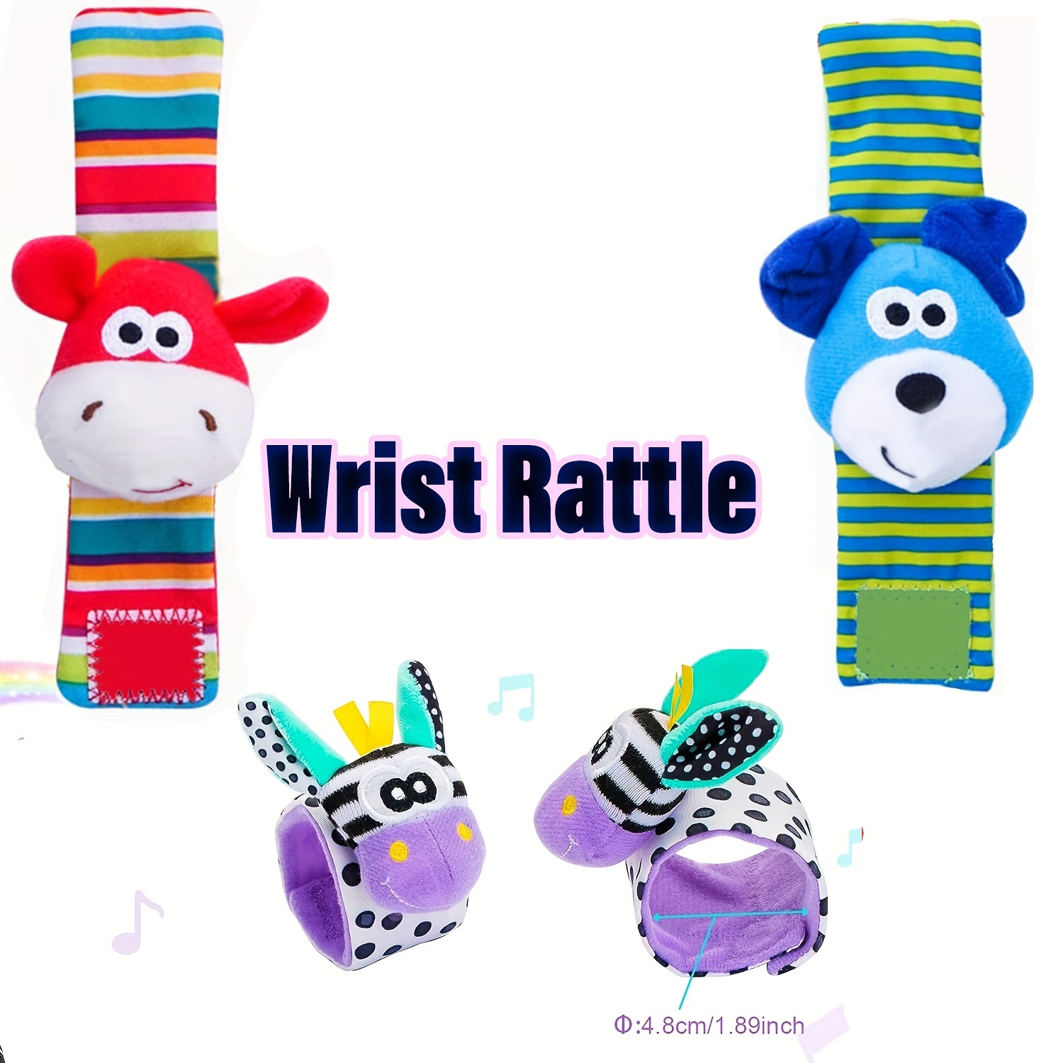 Foot Finders Socks & Wrist Rattles Baby Toys Set,Toys for Babies,Toy Socks  & Wrist Rattles,Newborn Toys - Soft Animal Rattle Baby Toys 6 to 12