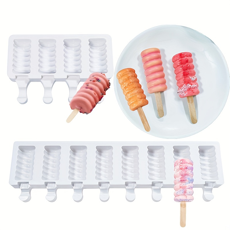 Ice Cream Mold, Multi-Grid Silicone Ice Bar Mold Heat-Proof Reusable Ice  Cream Making Molds Kitchen DIY Tool(4 triangle popsicles)