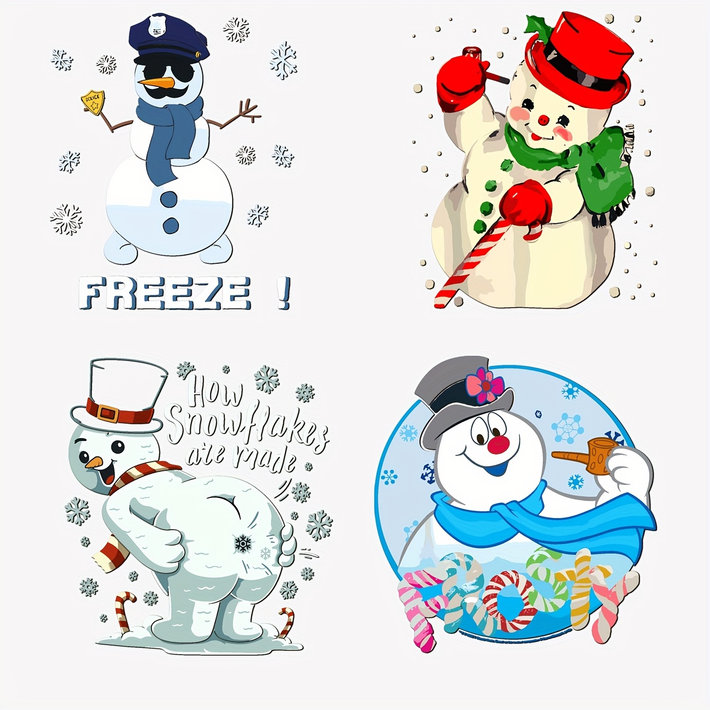 6pcs Big Size Hello Winter Iron-on Heat Transfer Stickers For DIY Clothing,  T-Shirts, Masks, Jeans, Backpacks Snow Designs For Party Accessories Chris