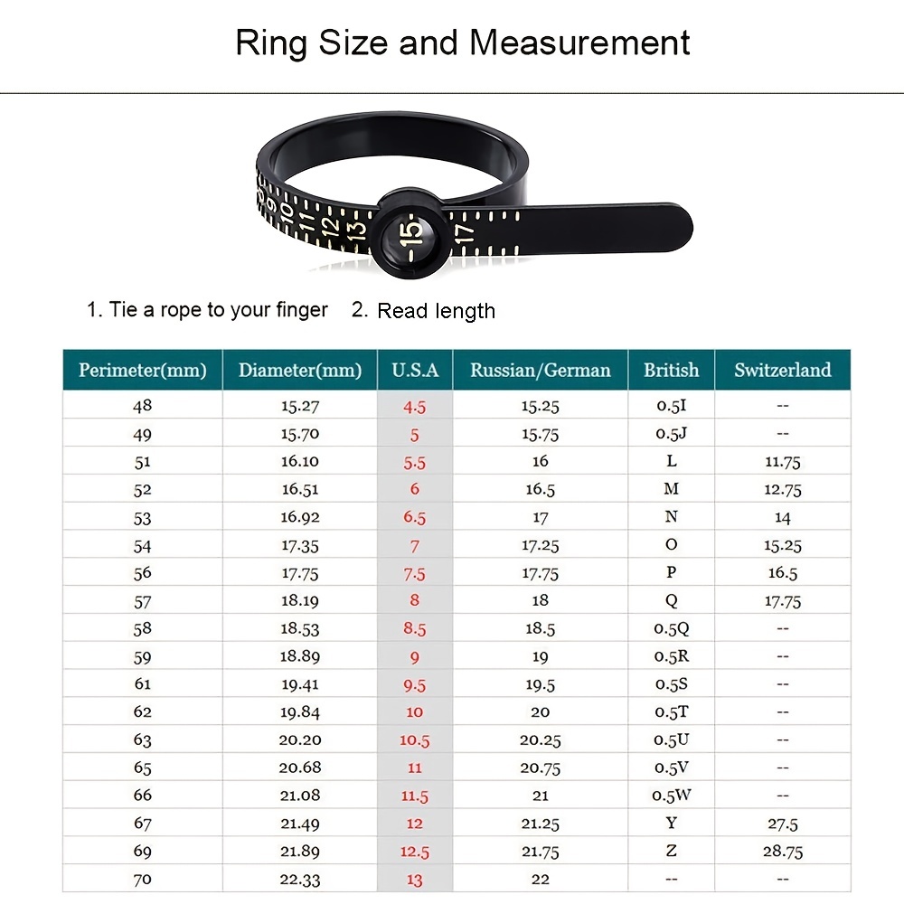 1pc Black Plastic Ring Sizer Measure Sizes 1-17 Finger Gauge Genuine Tester  Wedding Ring Band With Magnified Glass Jewellery Measure Tool