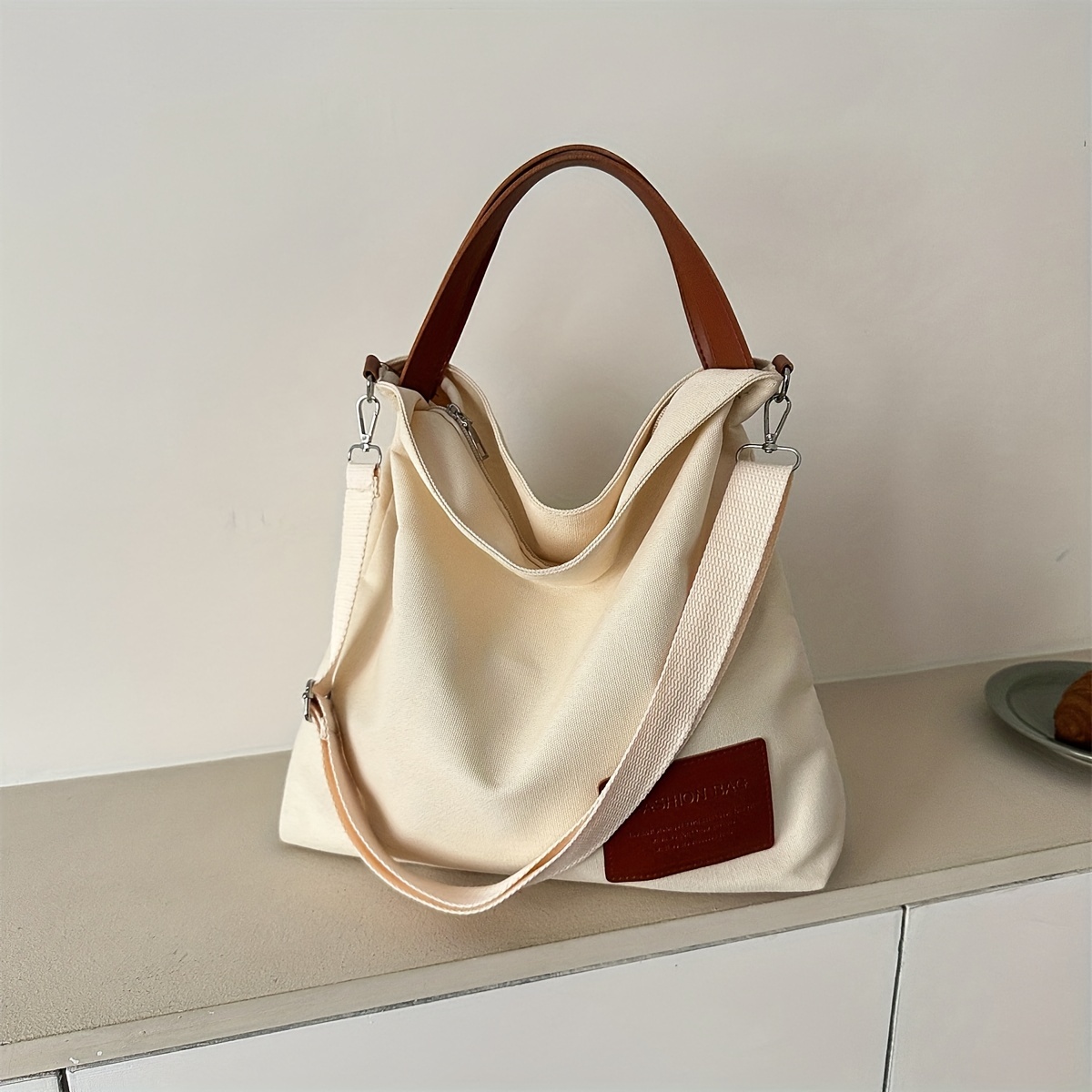 Classic Canvas Tote Bag For Women, Large Capacity Crossbody Bag, Trendy  Shoulder Bag For School Work Shopping - Temu