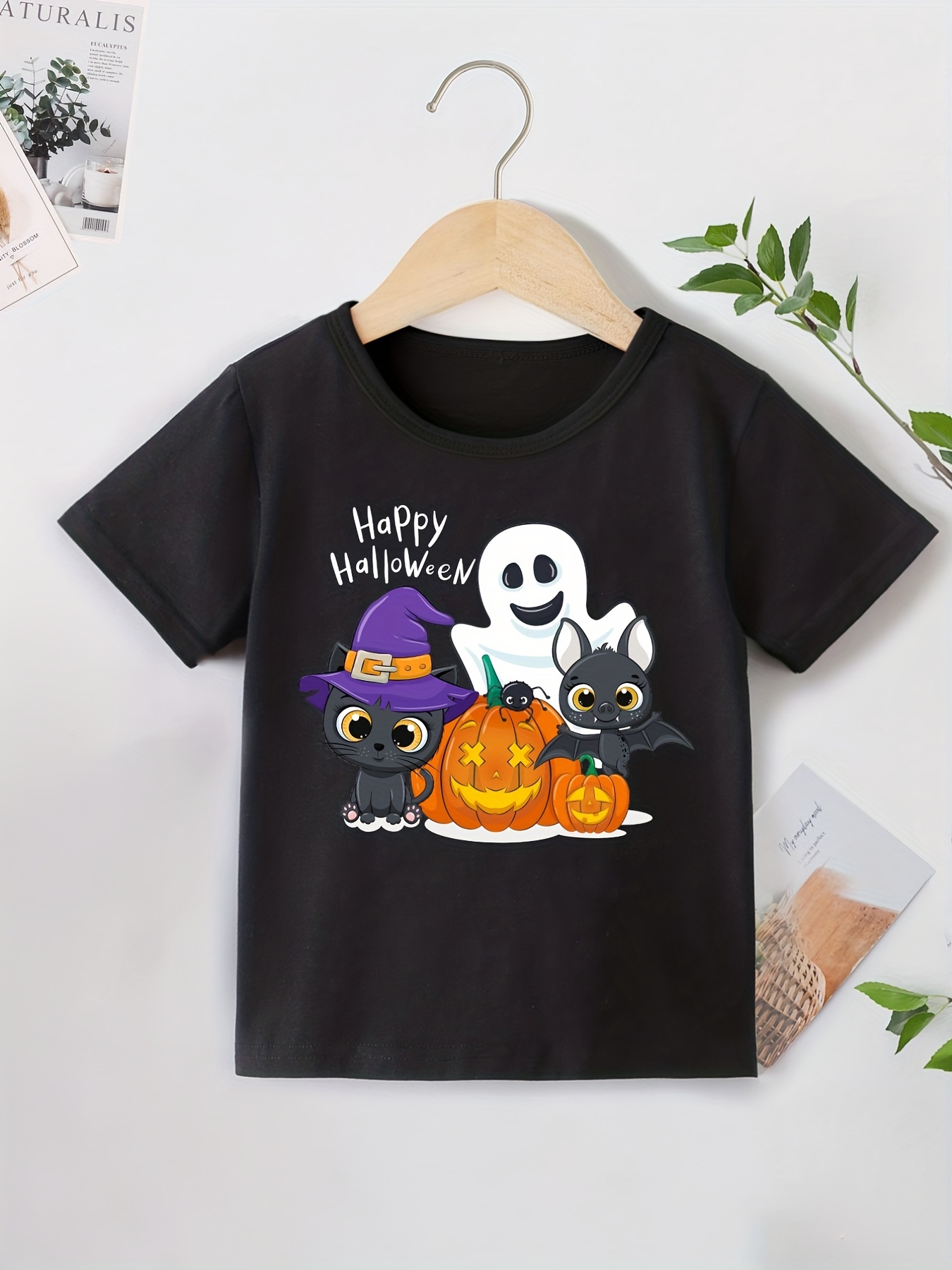 Happy Halloween Black Cat Pumpkin Print T shirts Boys Cool Temu