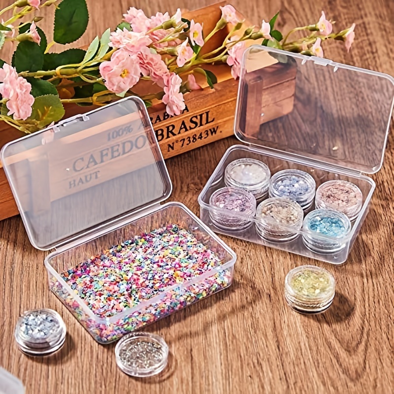 12pcs Mini Clear Plastic Beads Storage Box (2.12x2.12x0.79), Small Empty  Organizer Box With Hinged Lid For Storage Of Small Items, Jewelry,Hardware