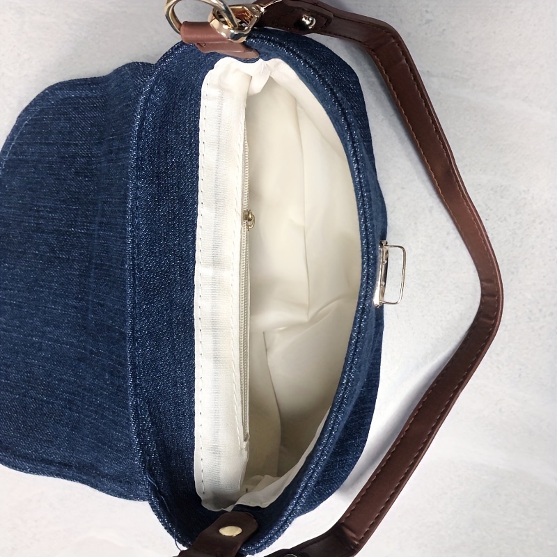 Vintage Denim Shoulder Bag Womens Buckle Decor Handbag Fashion Flap  Underarm Purse - Bags & Luggage - Temu Bahrain
