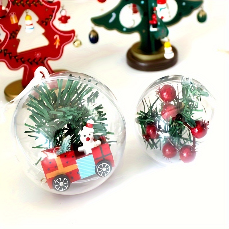 10 Pack Clear Plastic Fillable Ornament Balls 70mm Christmas DIY Craft Ball  for Christmas Party Decorations DIY Bath Bomb Mold Set