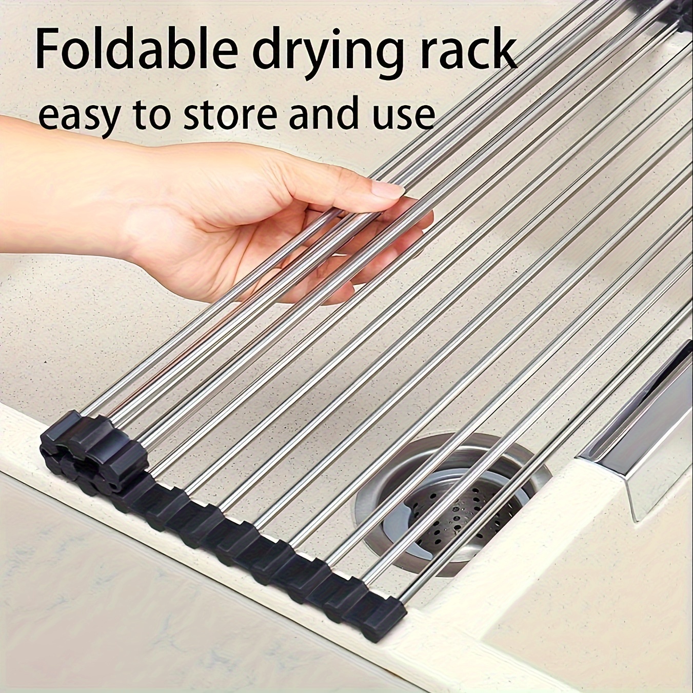 Roll Up Dish Drying Rack, Seropy Over The Sink Dish Drying Rack Kitchen  Rolling Dish Drainer, Foldable Sink Rack Mat Stainless Steel Wire Dish  Drying