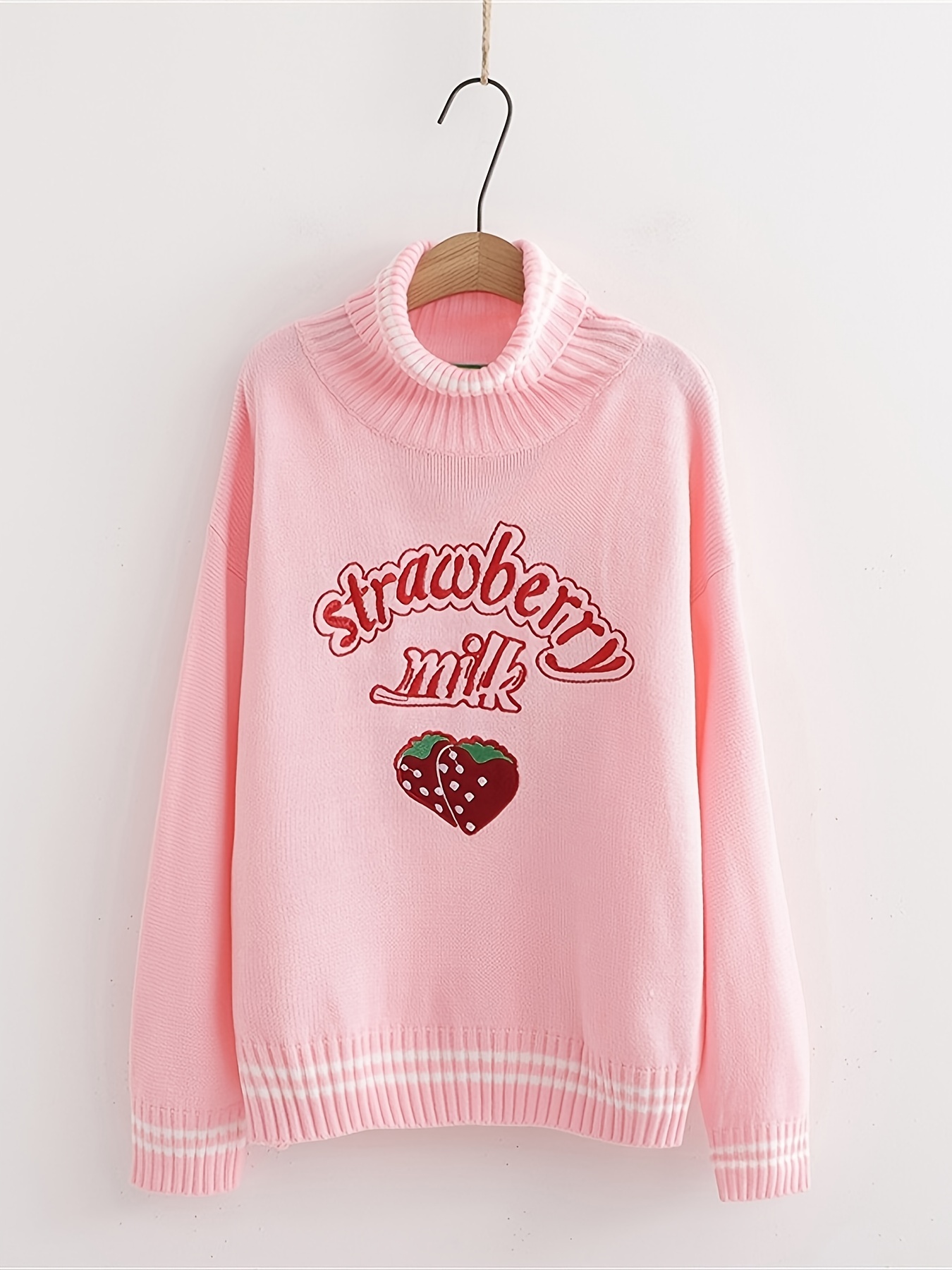  Sudadera rosa con bordado de fresa para otoño e invierno, para  mujer, holgada, de manga larga, sudaderas con capucha de gran tamaño (color  rosa, talla: XL) : Todo lo demás