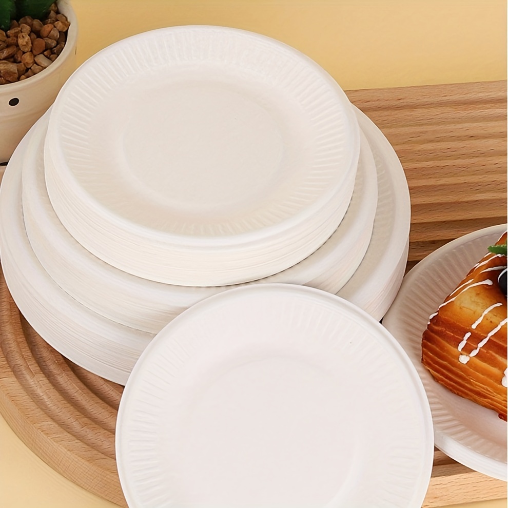 Rectangular Cake Tray White Paper Plate Disposable Dinner - Temu