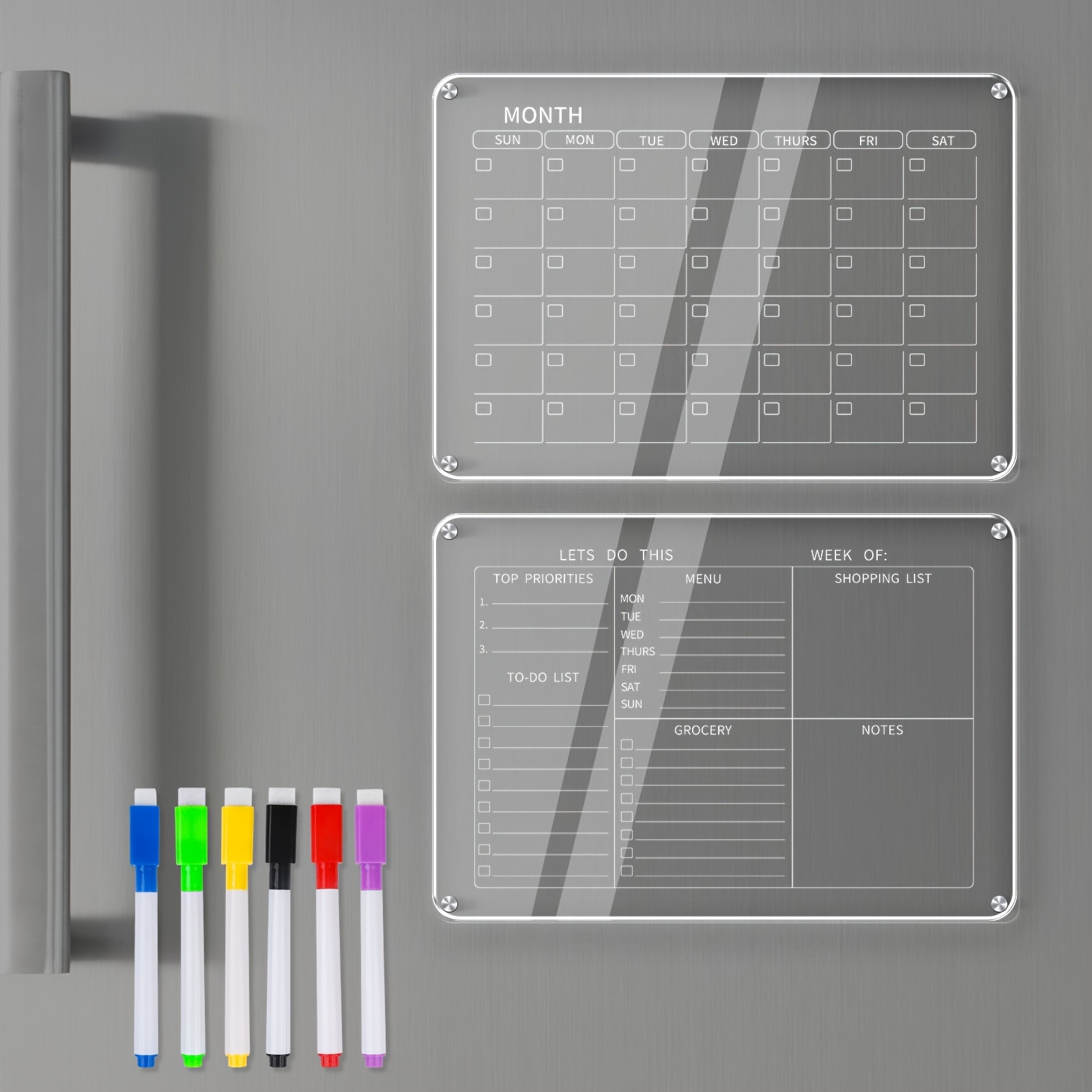 Acrylic Magnetic Monthly And Weekly Calendar For Fridge - Temu