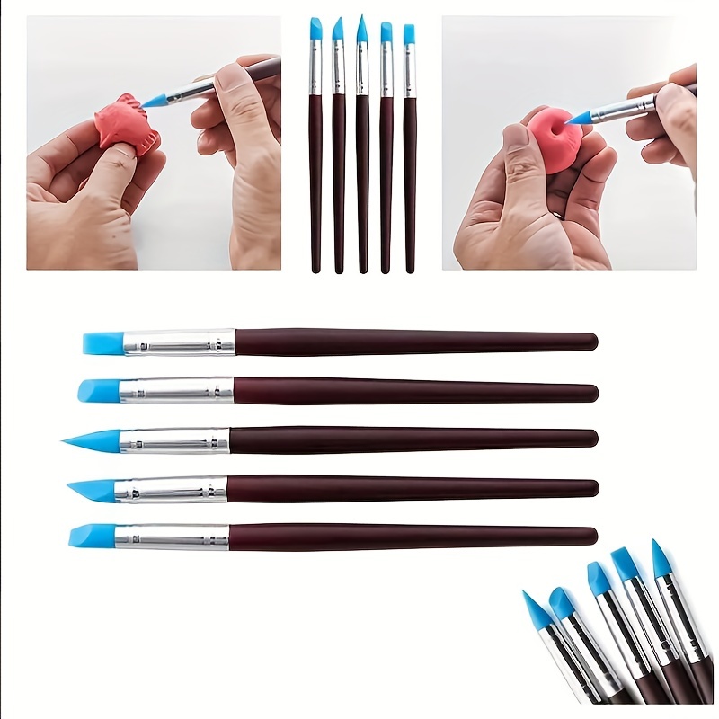 5pcs Silicone Tips Clay Modeling Clay Sculpting Tool Eraser Pottery Tool  For Carving, Shaping, Clay Sculpture, Modeling, Painting