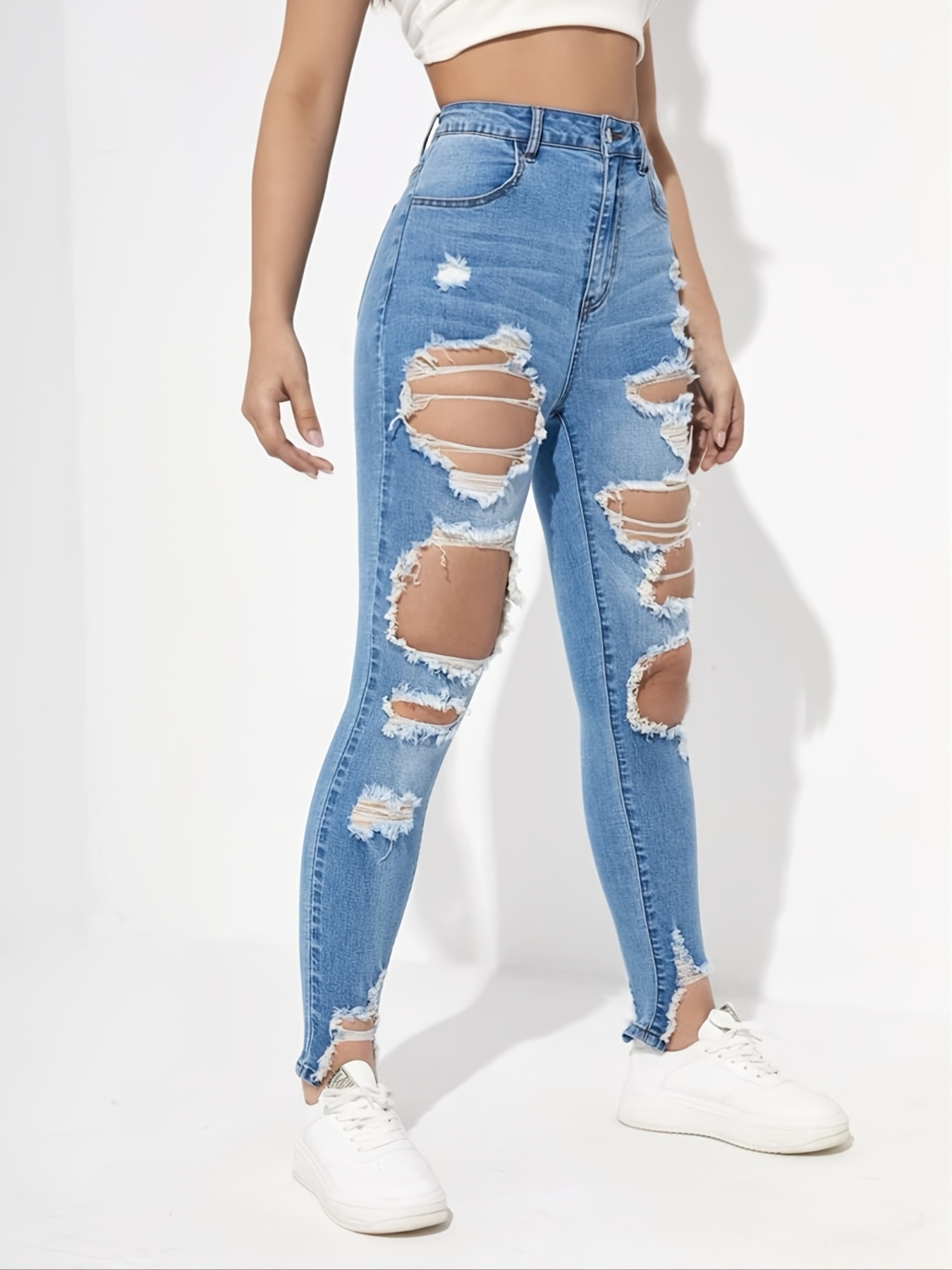 Tight Blue Ripped Jeans
