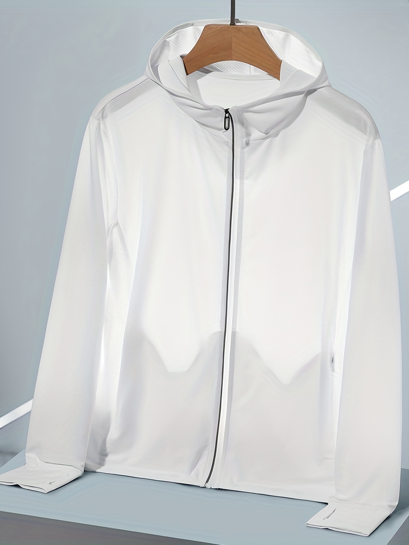 Ice Silk Hooded Sun Protective Jacket Men's Breathable Uv - Temu