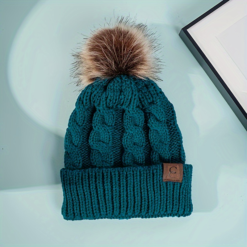 TEMU 1 Unisex Y2k Style Ball Beanie, Outdoor Cold-weather Casual Versatile Winter Hat, Suitable For Daily Commute
